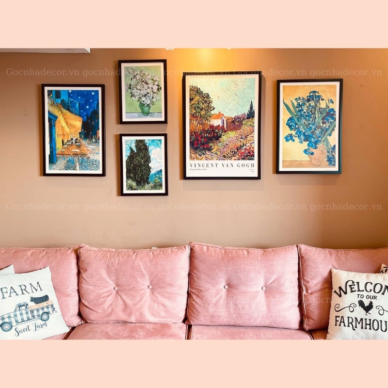 Tranh treo tường Van Gogh trang trí phòng khách Góc Nhà Decor tặng kèm đinh treo 3 chân