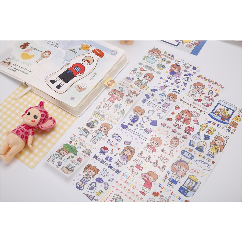 Set nhãn dán Sticker Cô Gái Năng Động nhiều màu sắc