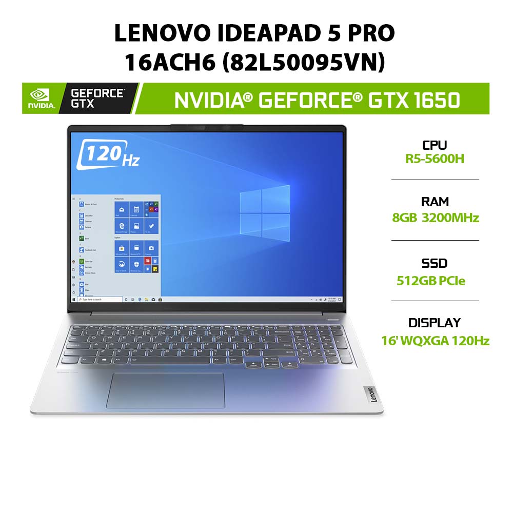 Laptop Lenovo IdeaPad 5 Pro 16ACH6 R5-5600H | 8GB | 512GB | GeForce® GTX 1650 4GB | 16' WQXGA 120