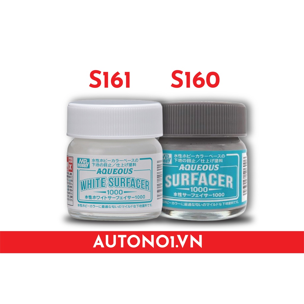 SƠN LÓT MÔ HÌNH AQUEOUS ACRYLIC MÀU XÁM - TRẮNG MR.SURFACER 40ML MR.HOBBY