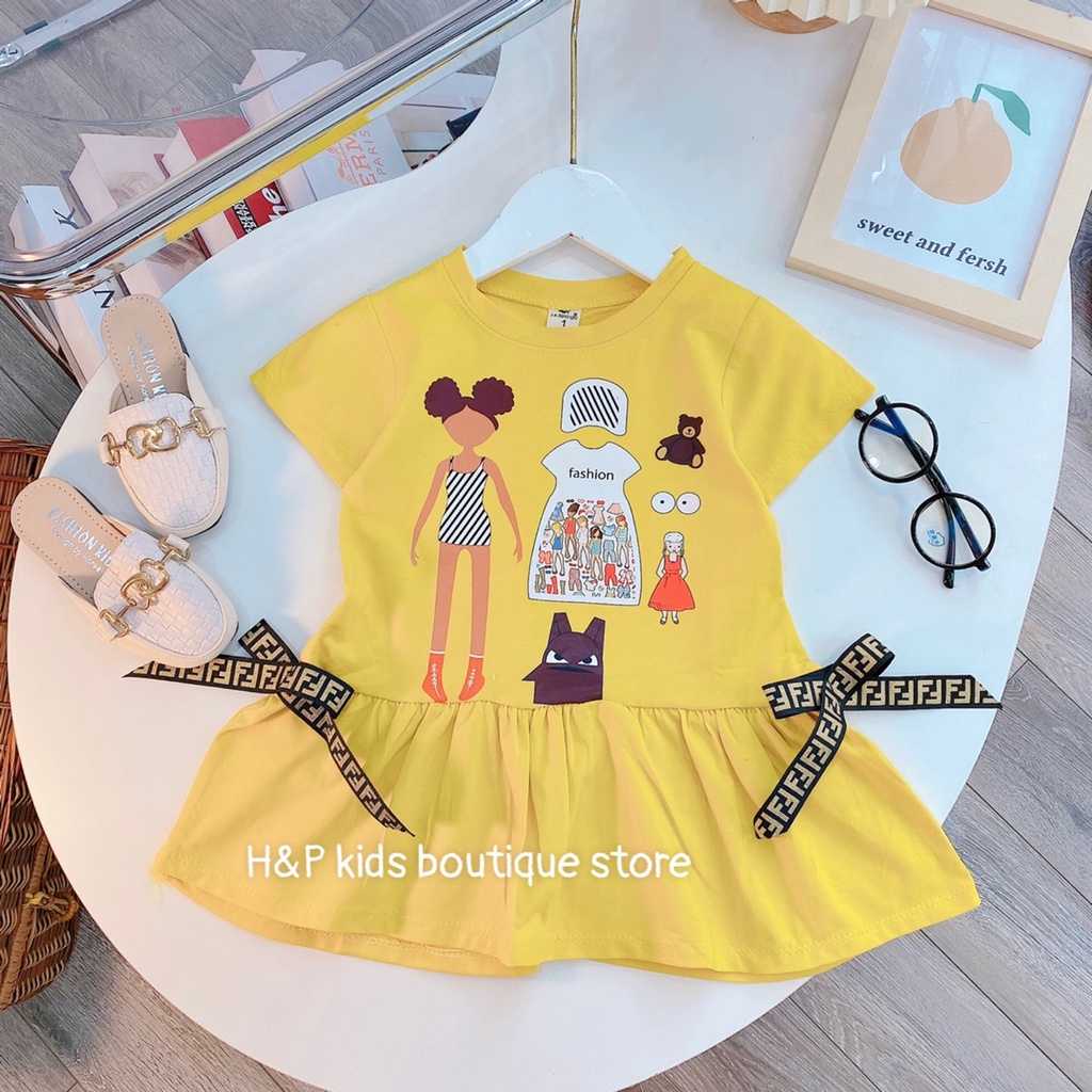 Váy cotton cộc tay đuôi cá bé gái
