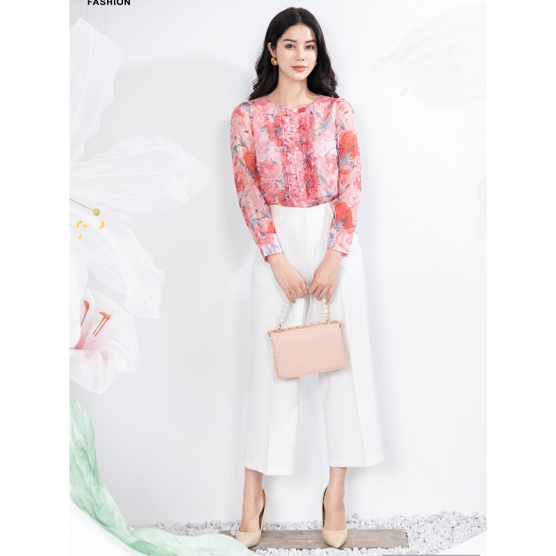 Áo Sơ Mi Công Sở Nữ NK Fashion Thiết Kế Hoa Bèo Nữ Tính, Chất Liệu Cao Cấp Không Nhăn Xù NKSM2202010