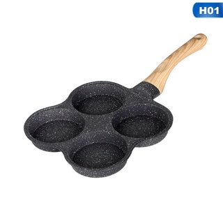 chảo chiên trứng ốp la 4 ngăn 3 ngăn tay cầm bằng gỗ tiện dụng