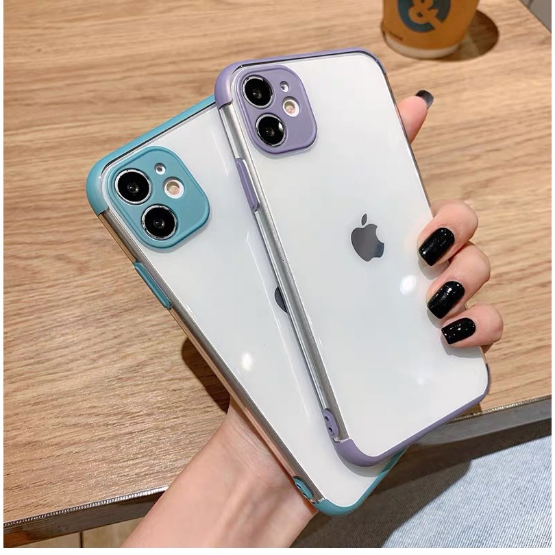 Ốp lưng trong viền màu bảo vệ camera màu pastel dẻo mịn dành cho iPhone 11 Pro Max 7 8 Plus X XsMax XR Cú Mèo Case