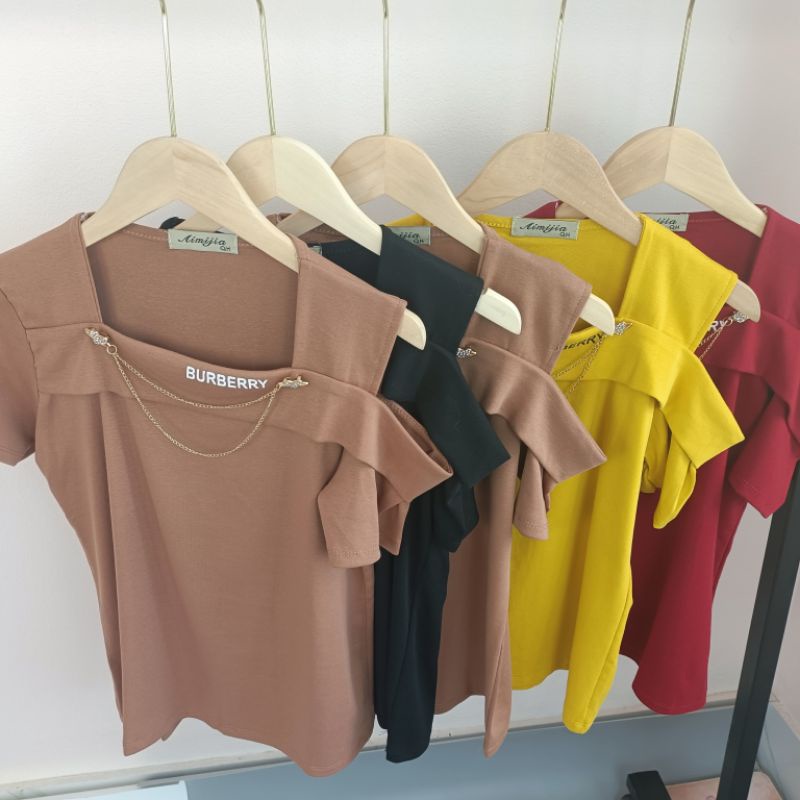 Áo thun Nữ Kiểu hở vai Ôm Body - Áo Kiểu Nữ ngắn Tay TRỄ VAI  Chất zip Siêu đẹpAT61 - phamtrangredep shop