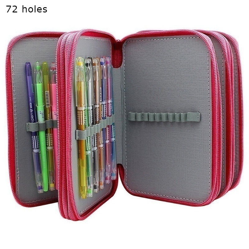 Túi Đựng Bút Chì 32 52 72 Ngăn Dung Tích Lớn Đa Năng Bằng Vải Oxford Màu Trơn Dành Cho Học Sinh