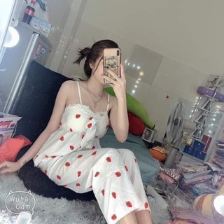 Bộ Ngủ Trái Dâu Dễ Thương ( có mút ngực )