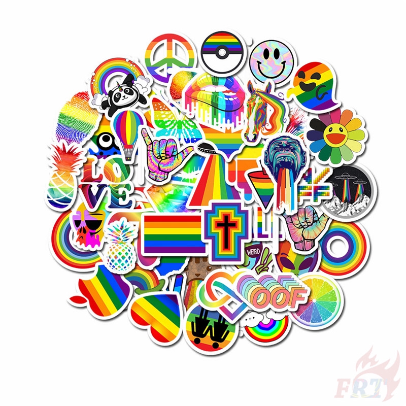 ❉ Hello！Let's Rainbow Series 02 Stickers ❉ 50Pcs/Set DIY Fashion Mixed Luggage Laptop Skateboard Decals Doodle Stickers