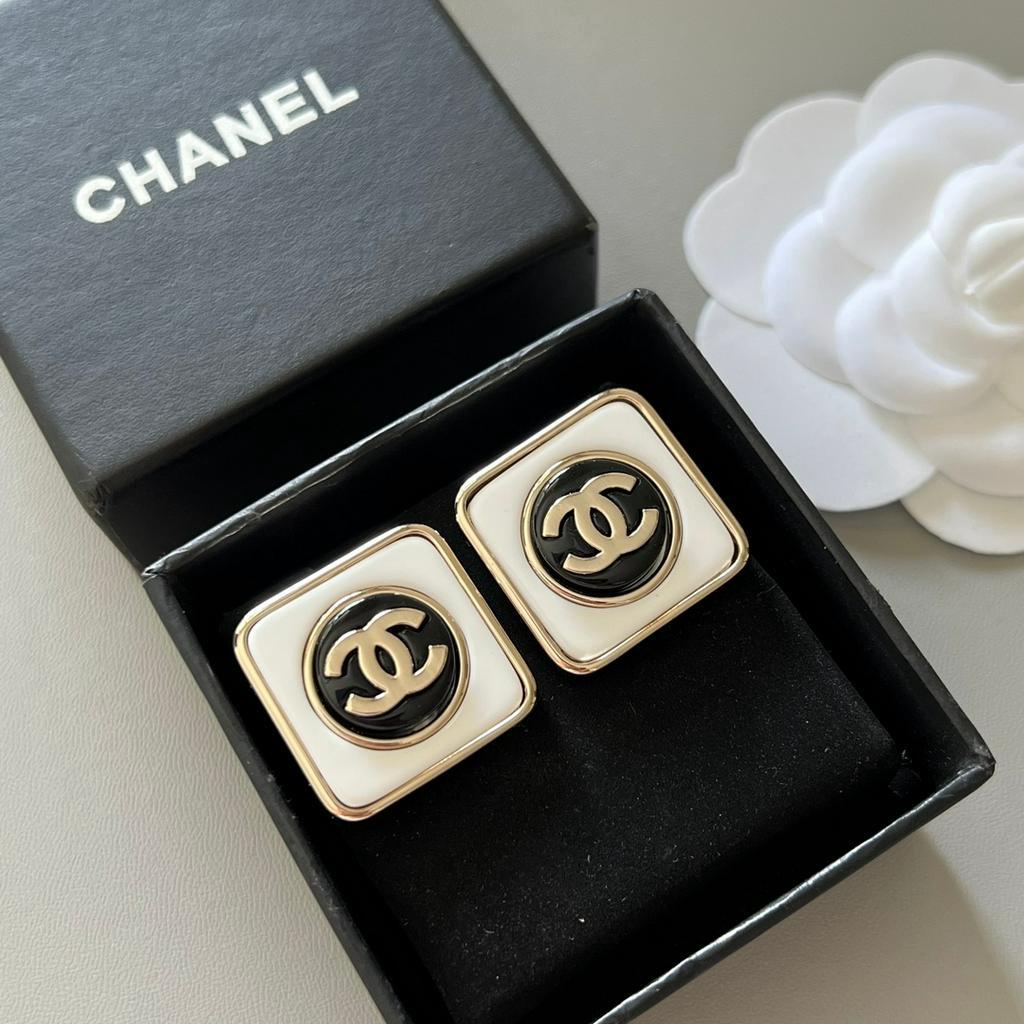 Bông Tai Mạ Bạc 925 Hình Vuông Chữ C / C Bằng Đồng Thau Phong Cách Retro Thời Trang 2023