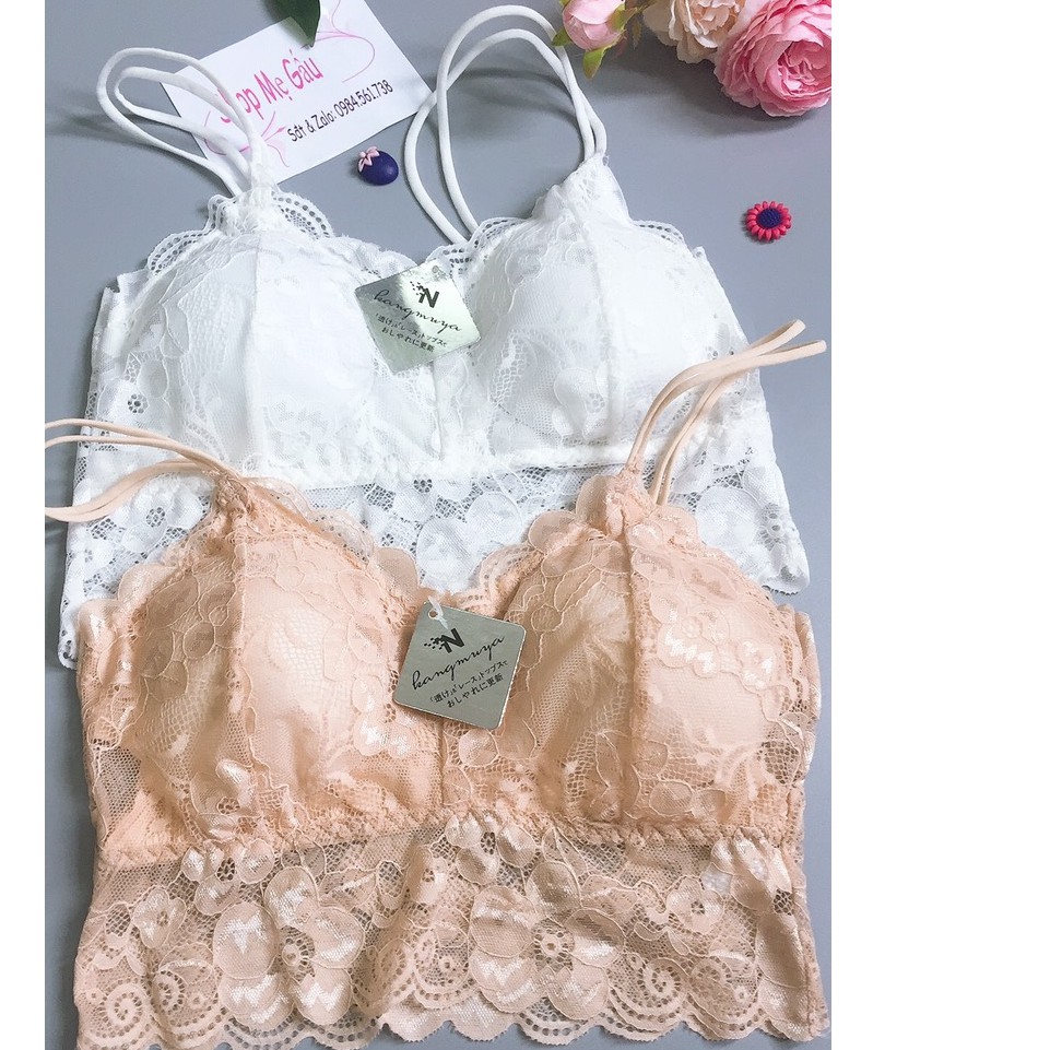 Áo bra 2 dây ren hoa cúc ôm ngực mềm mịn 077