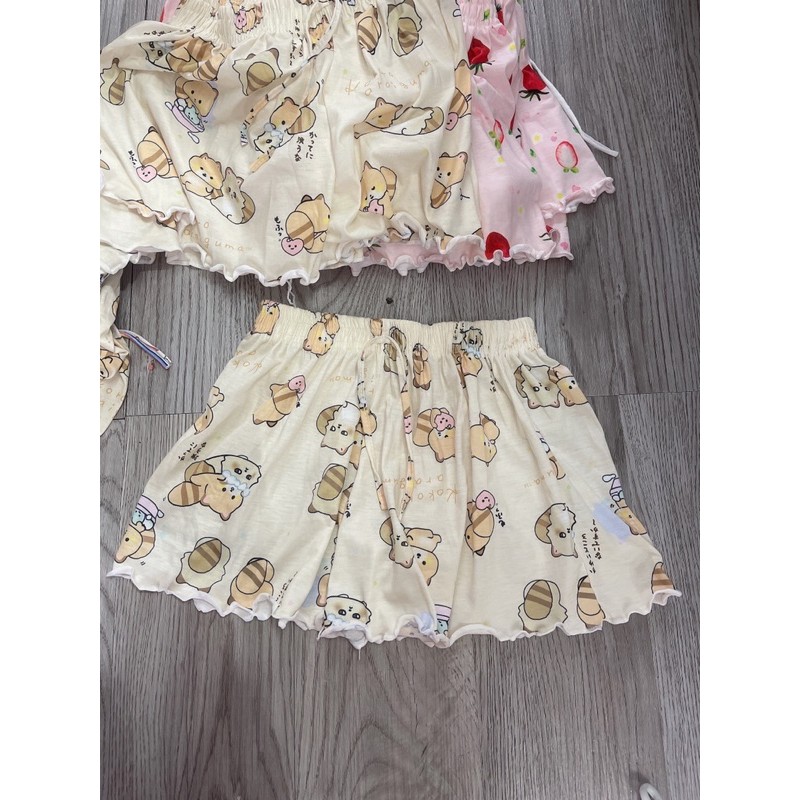 Quần short thun xòe nhiều hìn cạp chun, Quần ngủ vải cotton mịn mát co giãn ( giao ngẫu nhiên )