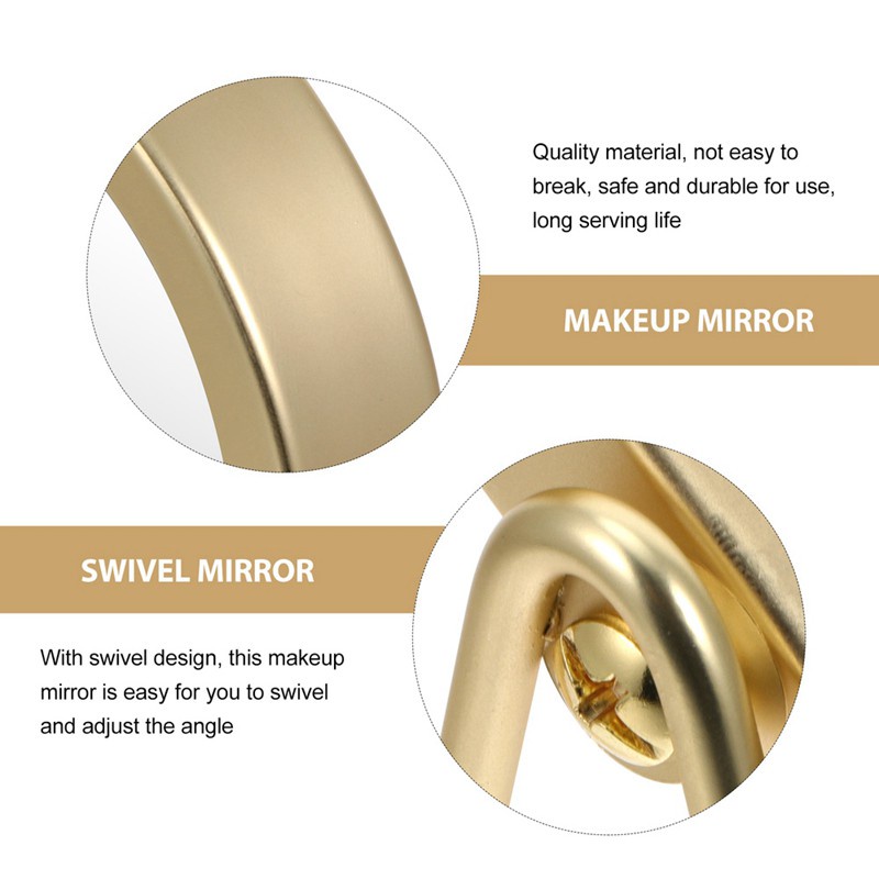 Gương Trang Điểm Để Bàn Có Giá Đỡ Kim Loại Xoay 360 Độ