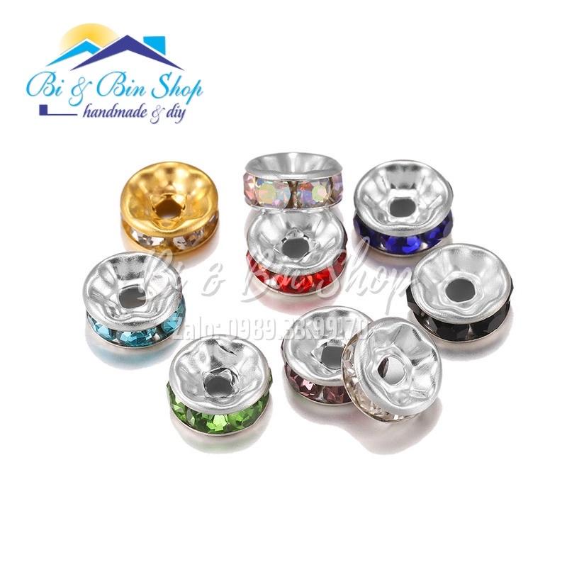 20 Charm Bánh Xe Hạt Xoàn 6mm Xỏ Xen Hạt Chuỗi Làm Vòng Đeo Tay, Dây Chuyền