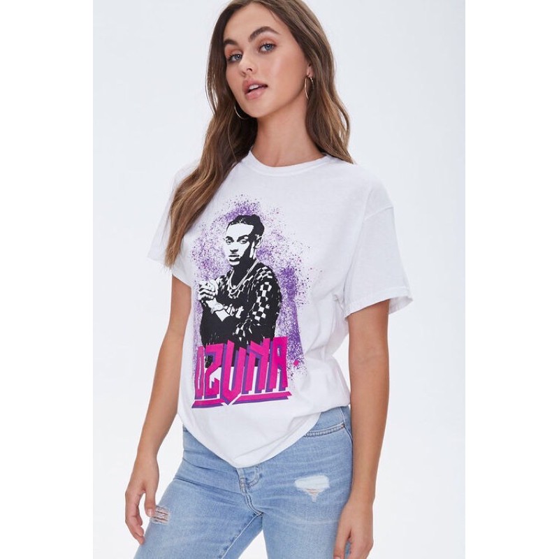 Áo cánh dơi cotton trắng from rộng in OZUNA