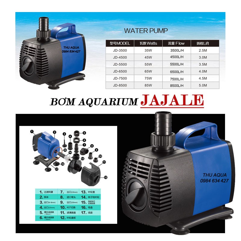 Máy bơm nước bể cá Aquarium JAJALE JD-3500/4500/5500/6500/7500/8500