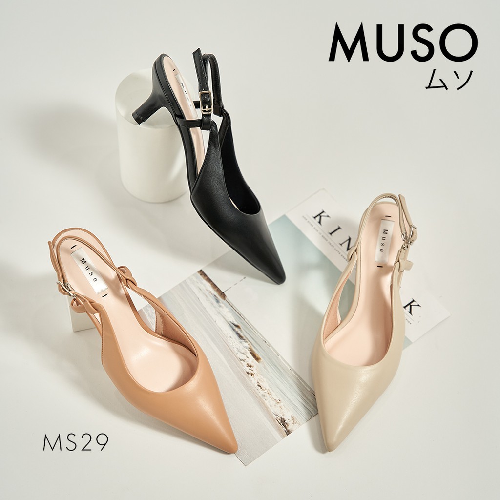 Giày cao gót Slingback MUSO quai mềm gót nhọn phù hợp thời trang công sở