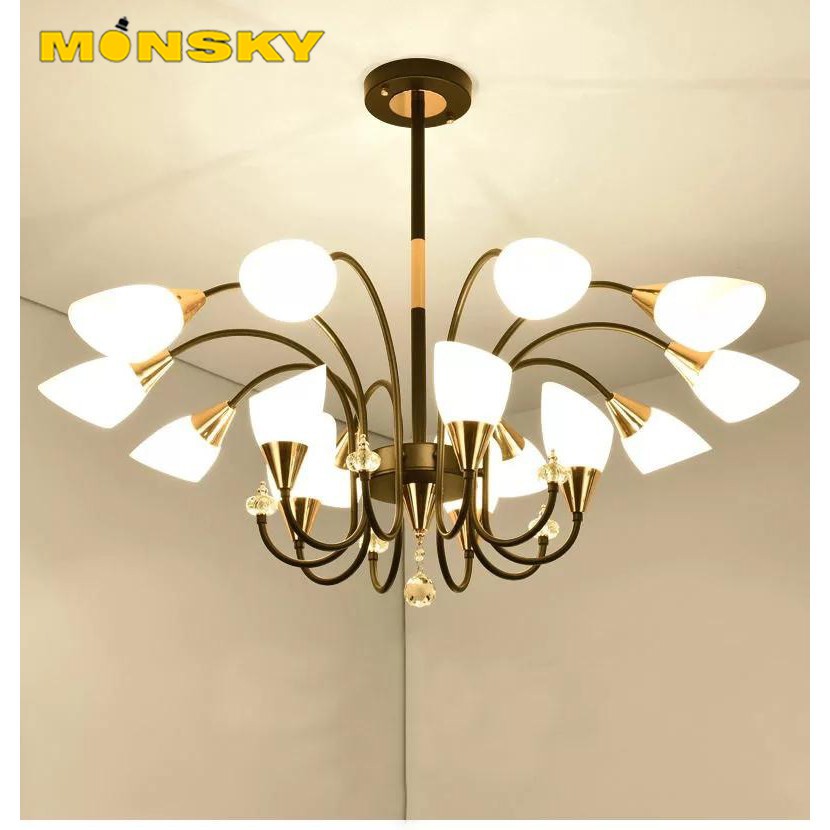 Đèn chùm MONSK OMELA vintage hiện đại cao cấp 15 tay kèm bóng led chuyên dụng [ẢNH THẬT 100%]