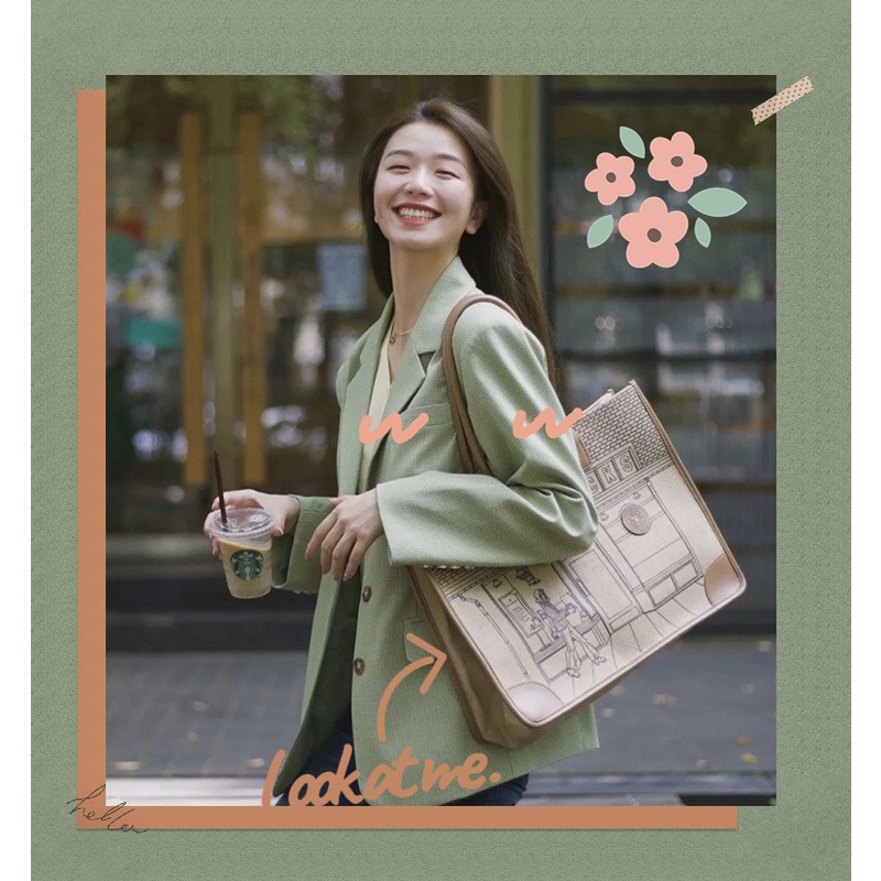 2023 túi tote dung tích lớn Túi Xan Canvas Cỡ Lớn Phong Cách Retro Cho Nữ
