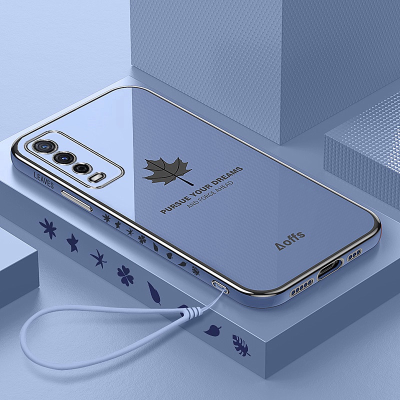 ốp lưng điện thoại mạ sang trọng tương thích với Cho VIVO Y12 Y15 Y17 Y19 Y20 Y20S Y20i Y12S Y15S Y21 Y21S Y33S Y21T Y30 Y50 T1X Vỏ silicon mềm TPU có dây buộc case