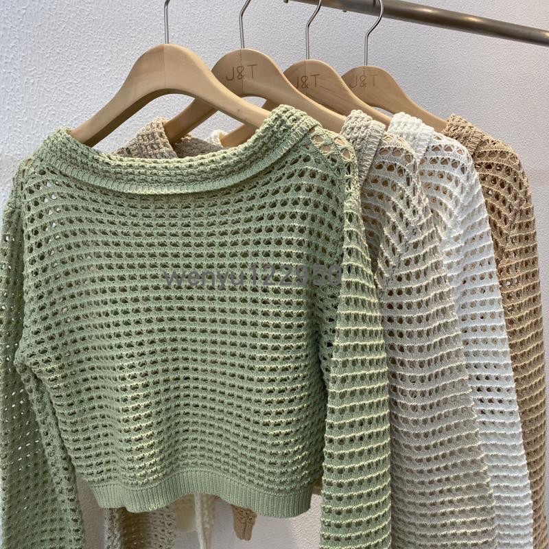 áo len lưới cổ sen nơ buộc điệu đà