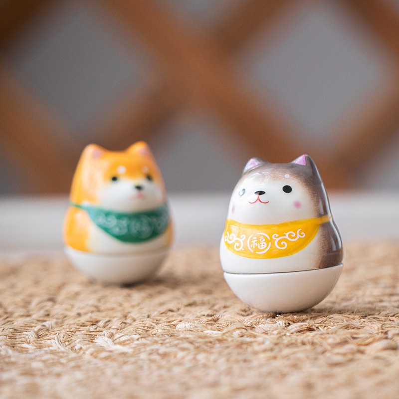Lật Đật Mini Hình Chú Chó Shiba May Mắn Phong Cách Nhật Bản Dễ Thương Trang Trí Nhà Cửa