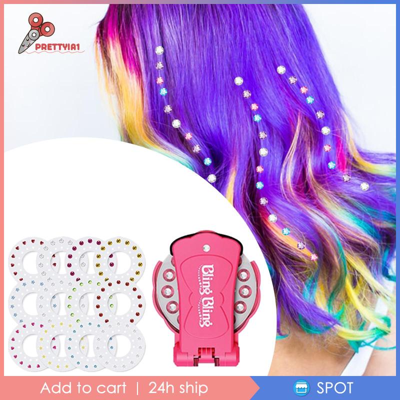 [Prettyia1] Máy Bấm Tóc Đính Kim Cương Lấp Lánh Trang Trí Quà Tặng