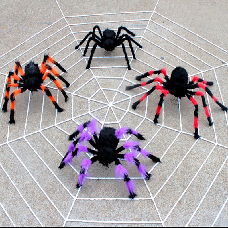 Nhện halloween trang trí lễ hội hóa trang chất nhung màu giống thật