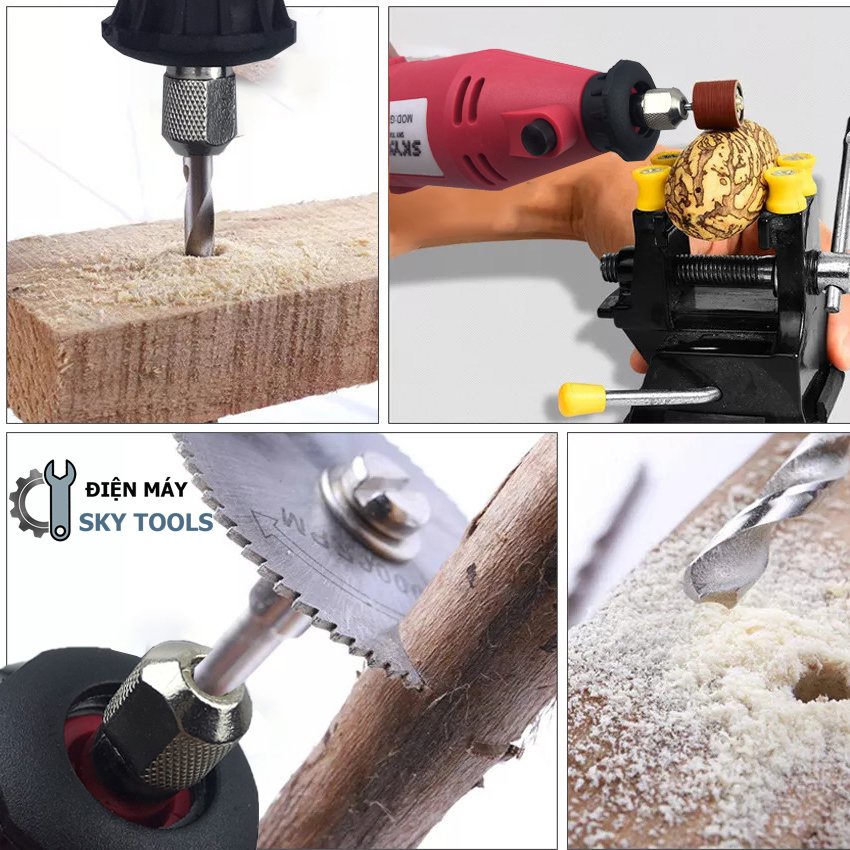 Máy mài khoan cắt đa năng, máy lũa cây, điêu khắc XH211 công suất 360w, mũi 3 ly, bộ phụ kiện đầy đủ