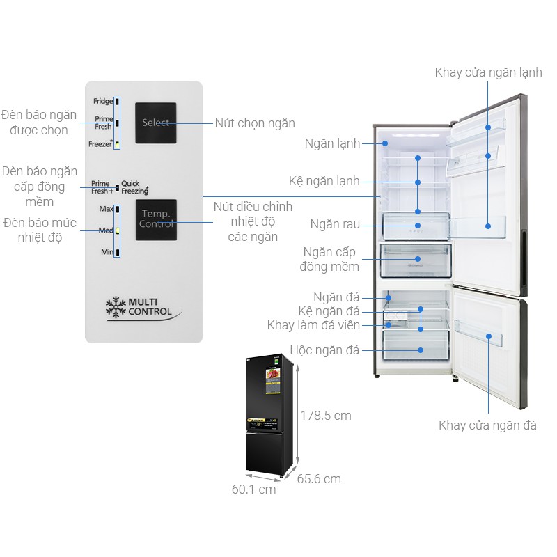 Tủ lạnh Panasonic 322L Inverter NR-BC360QKVN