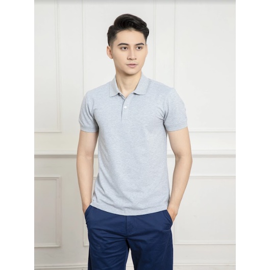 Áo thun polo nam Aristino APSR02 phông ngắn tay có cổ bẻ dáng slim fit ôm nhẹ màu xám trơn vải CVC cao cấp mềm mát