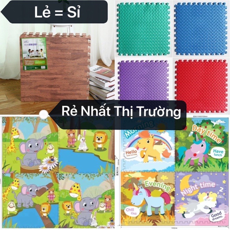 [LOẠI 1 NHẬP KHẨU, KT 60X60X1CM]🎊🎊🎊  XỐP GHÉP- XỐP TRẢI SÀN 3D  KHÔNG MÙI, KHÔNG THẤM NƯỚC- Set 4 hoặc 6 tấm