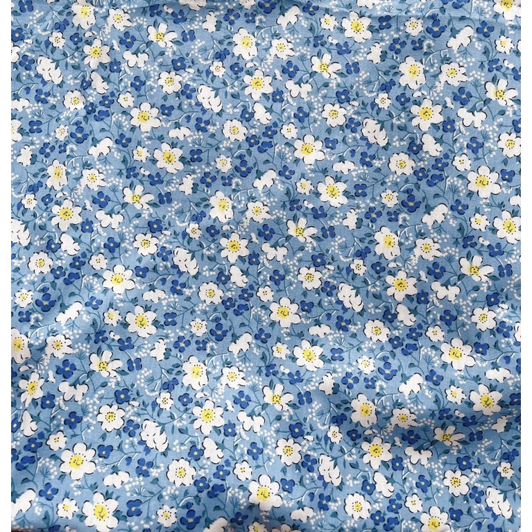 vải thô cotton hoa huệ tây xanh