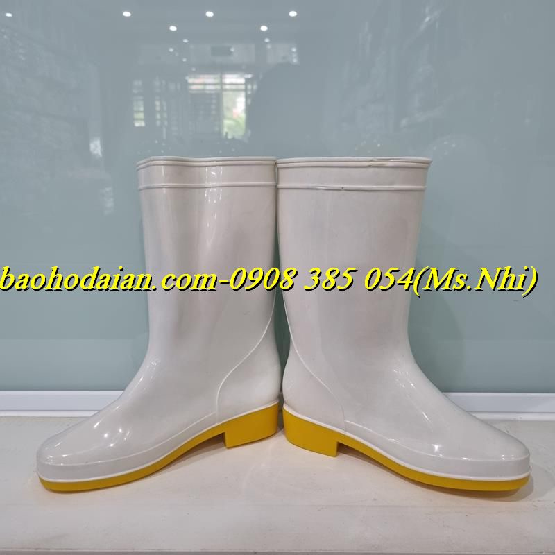 Ủng nhựa công nhân chính hãng Thùy Dương- Màu Trắng Đê Vàng - 287 (Kèm Hình Thật)
