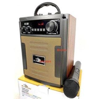 Loa kéo di động bluetooth karaoke thùng gỗ kiomic k58 âm chuẩn - tặng kèm 1 micro không dây hát cự - giao màu ngẫu nhiên