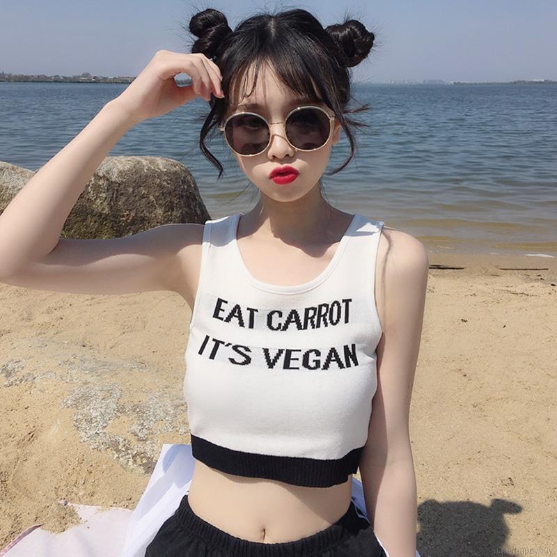 Áo Tank Top Dệt Kim Không Tay In Chữ Cá Tính Cho Nữ | BigBuy360 - bigbuy360.vn