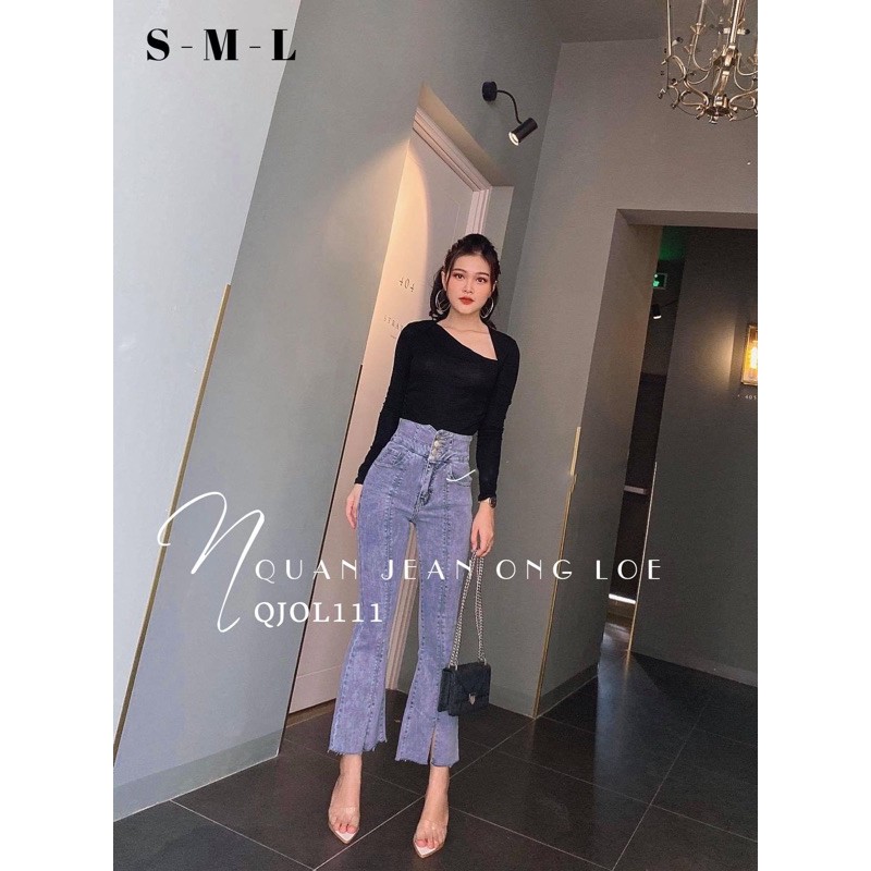 Quần JEANS ỐNG LOE LƯNG CAO 3 NÚT ❤ Ảnhu cuối shop chụp.