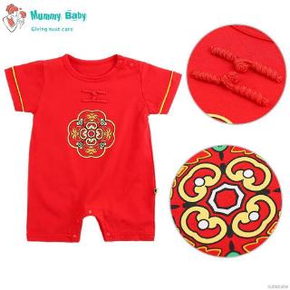 Bộ áo liền quần ngắn tay in hoa cho bé trai và bé gái sơ sinh