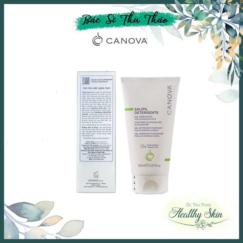 Sữa rửa mặt cho da dầu mụn CANOVA SALIPIL DETERGENTE - PURIFYING CLEANSING GEL
