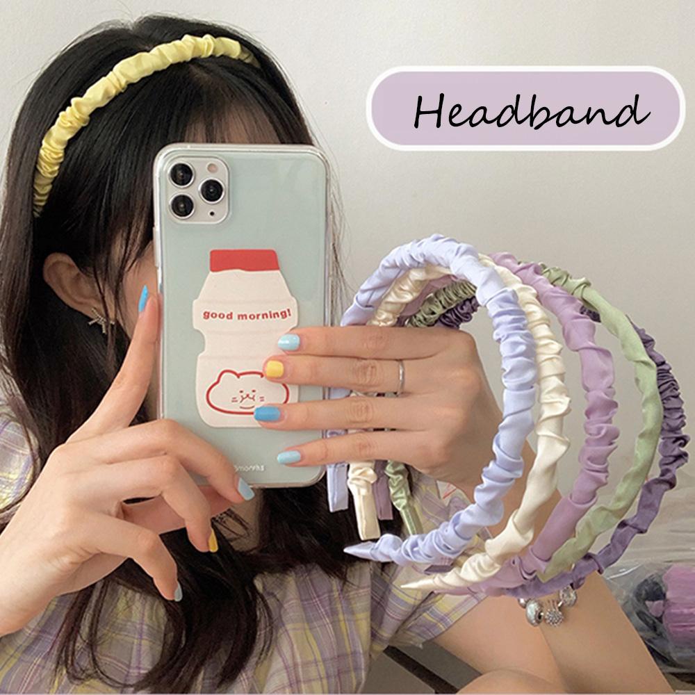 1 Băng Đô Vải Satin Màu Kẹo Thời Trang