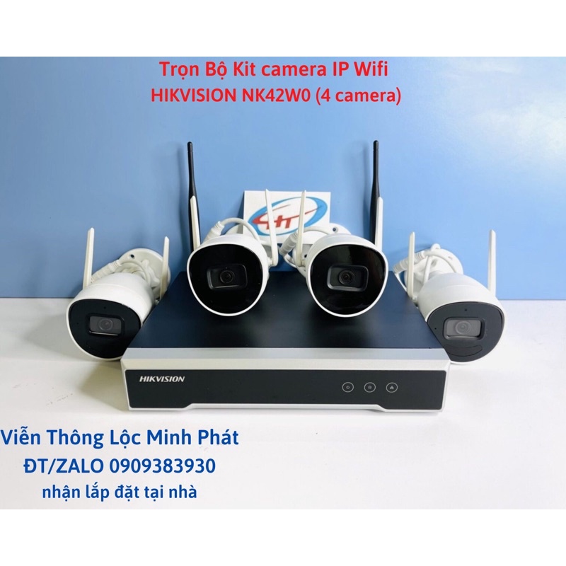 Bộ Kit 4 Camera IP Wifi 2MP HIKVISION NK42W0 Chính hãng