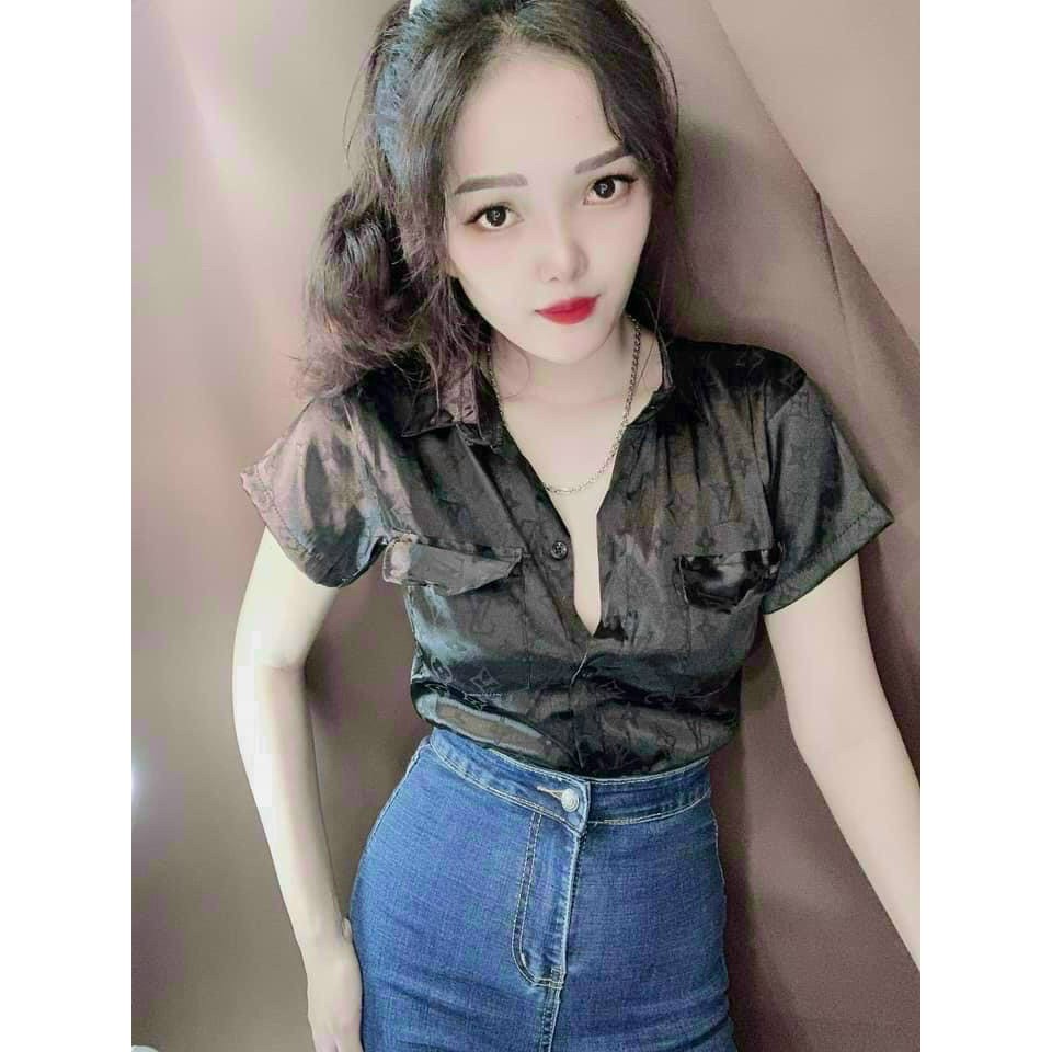 áo sơ mi chất đẹp lụa tơ hot hit l v sang chảnh nắp túi ngực đủ màu mềm mịn
