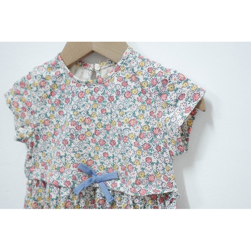 Áo váy cotton hoa nhí allo&lugh nơ bé gái