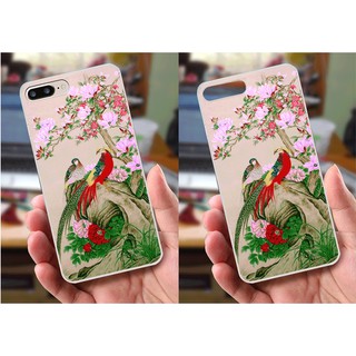 Ốp lưng iPhone 7 Plus / 8 Plus (dẻo viền trắng trong) - Hình Chim Công, Cá Chép, Cò