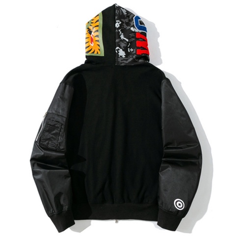 BAPE Mới Áo Khoác Hoodie Họa Tiết Rằn Ri Phối Khóa Kéo Cá Tính