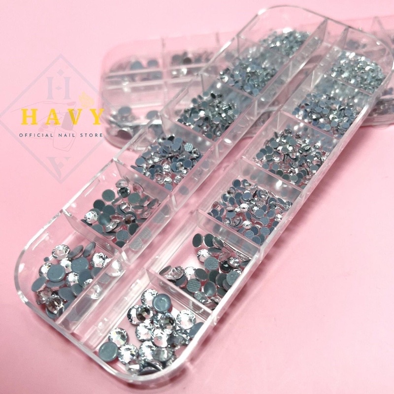 Đá Nail 12 ô chân lưới xịn siêu sáng bền