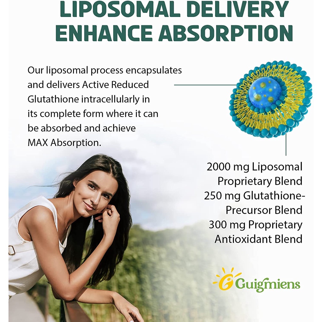 Glutathione 2550mg - Liposomal Glutathione - 7 Thành Phần Trắng Da - Chống Lão Hóa
