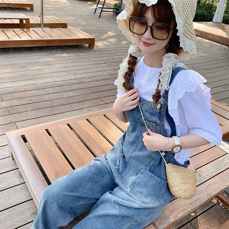 [Mã FADIRECT20 giảm 20K đơn 150K] Quần Yếm Jean Ống Rộng Phong Cách Hàn Quốc Trẻ Trung Dành Cho Nữ Size S-5Xl | BigBuy360 - bigbuy360.vn