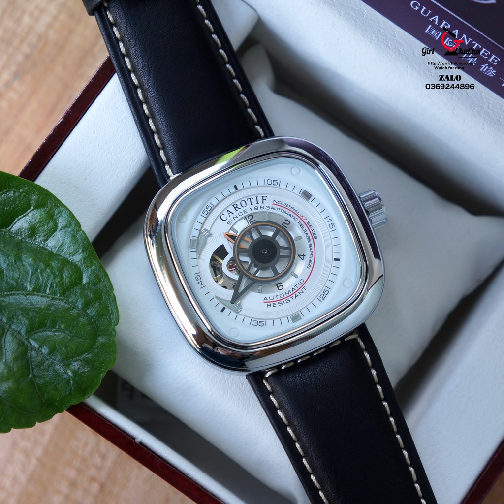 Đồng Hồ Nam Carotif Cơ Lộ Máy Tự Động (style sevenfriday) Màu trắng viền trắng | BigBuy360 - bigbuy360.vn