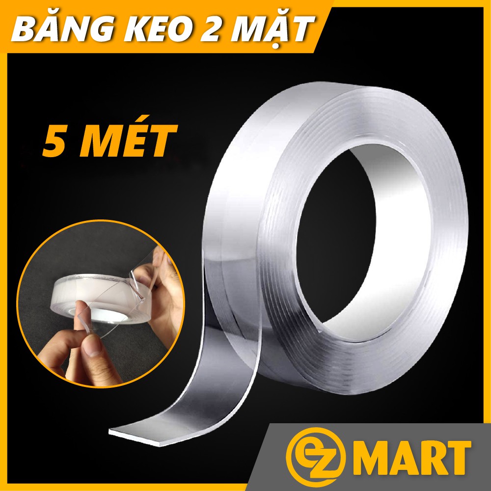 5 Mét Băng Dính 2 Mặt, Siêu Dính Trong Suốt Dán Mọi Bề Mặt EZMART