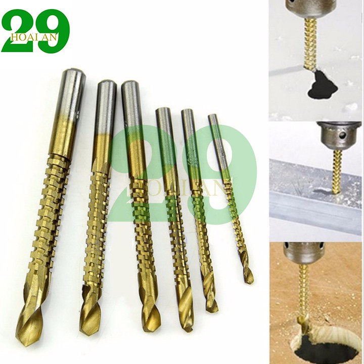 Mũi khoan Mũi khoan răng cưa đa năng 6 mũi phủ titanium tiện dụng Tặng Găng tay Bảo Hộ